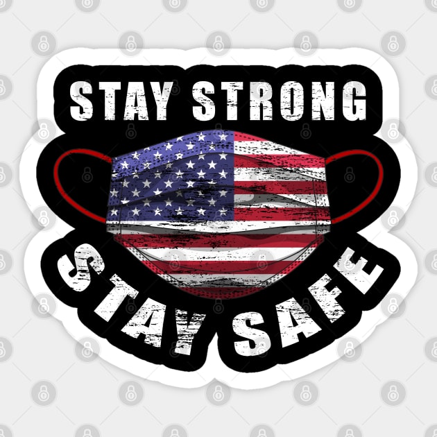 Stay Strong Stay Safe US Flag Mask Solidarity Awareness Sticker by creative